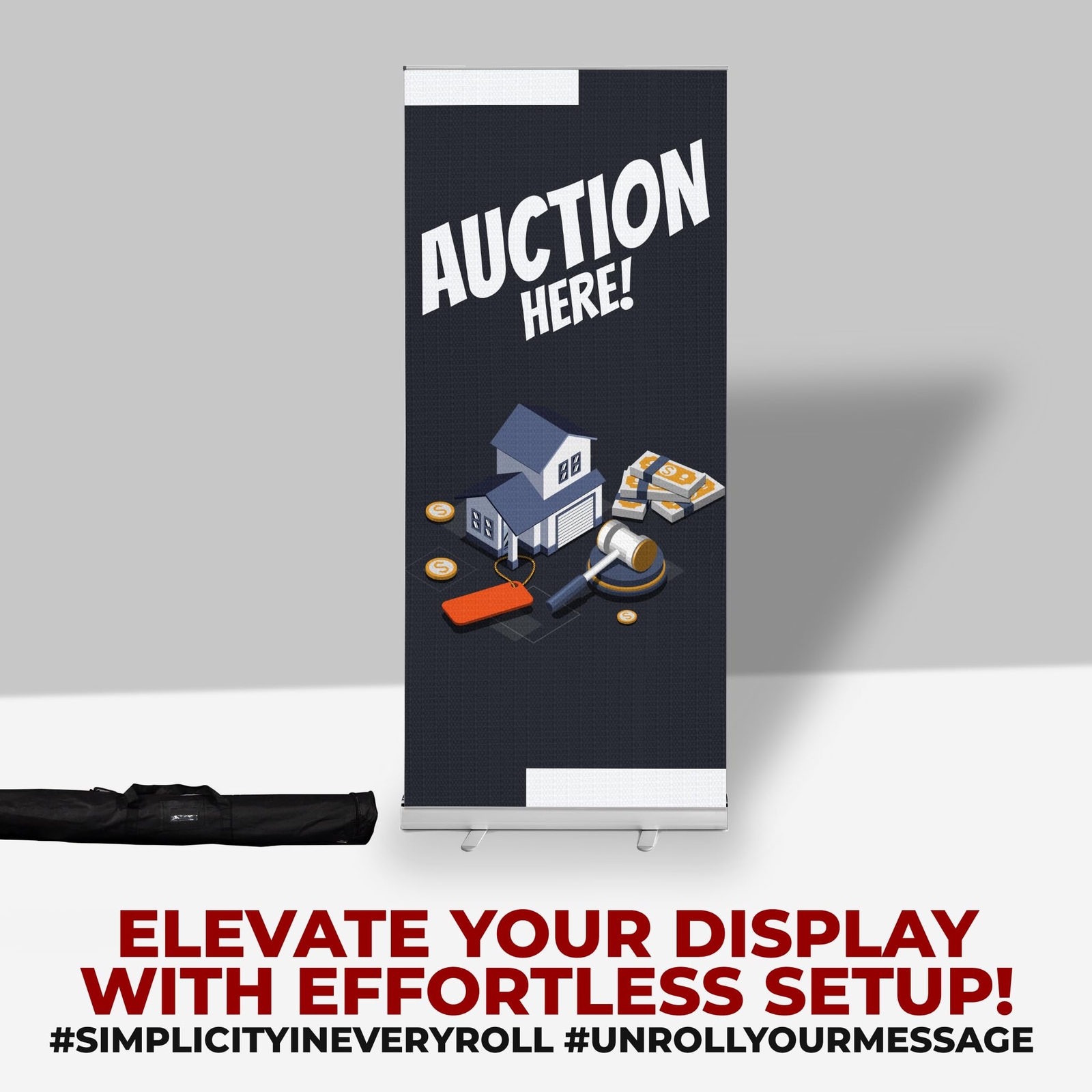Real Estate Sign Retractable Banner Stand | Backdrop Roll-up Banner Sign Stand