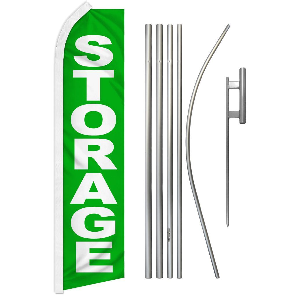 « STORAGE » Advertising Super Flag & Pole Kit move moving box green