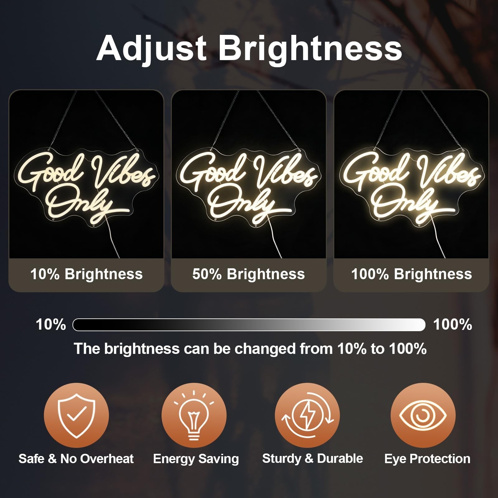 Good Vibes Only Neon Sign, Dimmable LED Neon Light for Wall Decor, for Weddin…