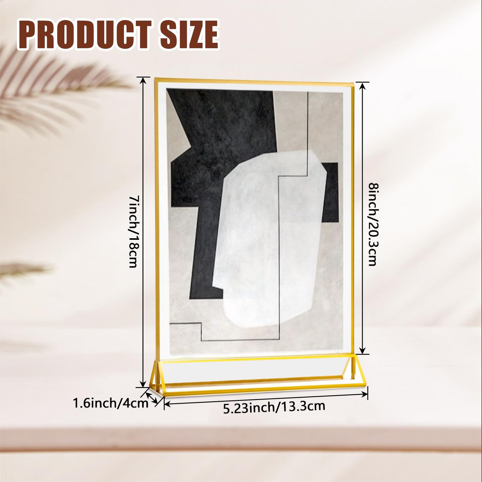 PUREZON 5×7 Acrylic Sign Holder, 4 Pack Double-Sided Clear inches, golden