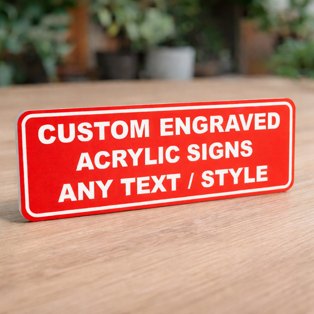 Custom Engraved Sign for Facility Safety, ID Tags, Office, – Stong Adhesive Back