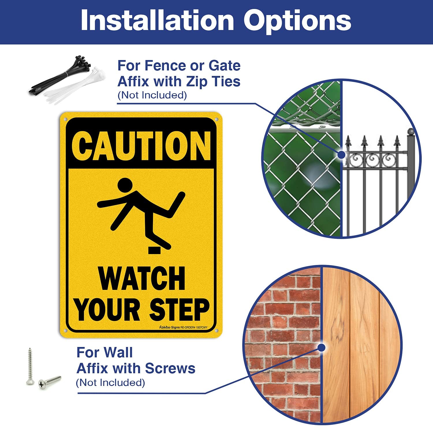(4 Pack) Caution Watch Your Step Sign Safety Sign, 10 x 7 Inches rectangle, ….