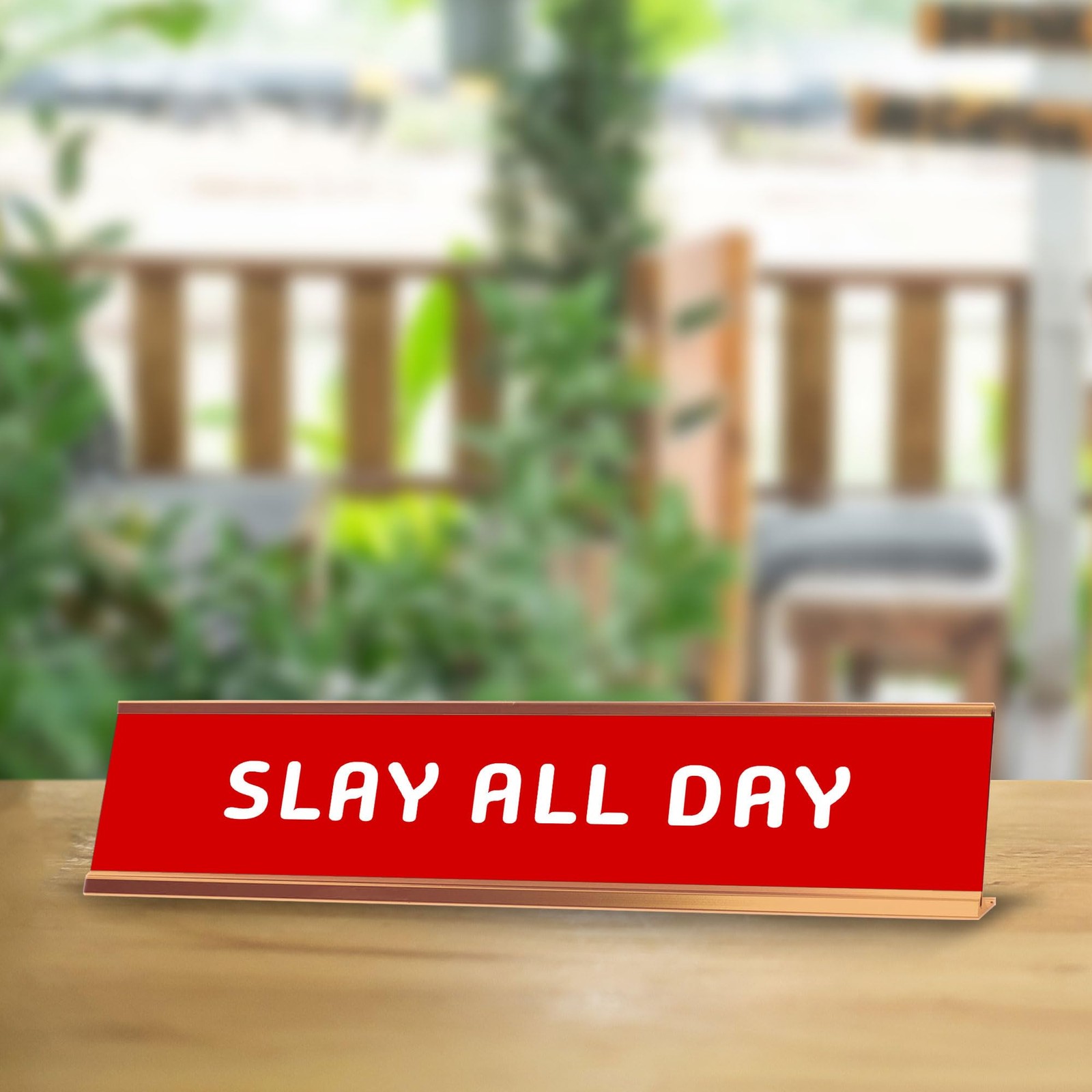Slay All Day 2 x 10&Prime; Desk Sign | Funny Home & Office Decor