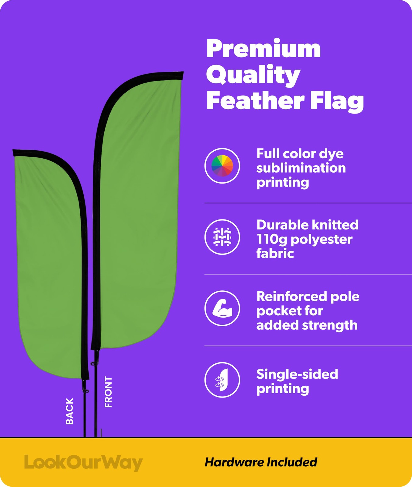 Lookourway Feather Flag Pole Kit – 7 Feet Tall Advertising Flag Banner