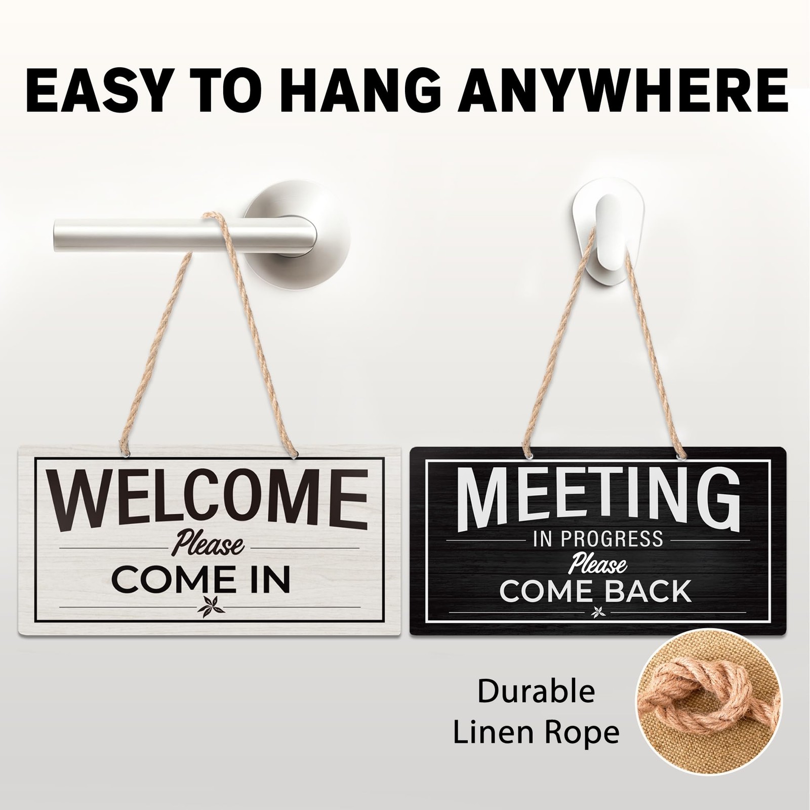 Double-Sided Office Door Hanger Sign, Acrylic “Welcome Please Come In” &“Meet…