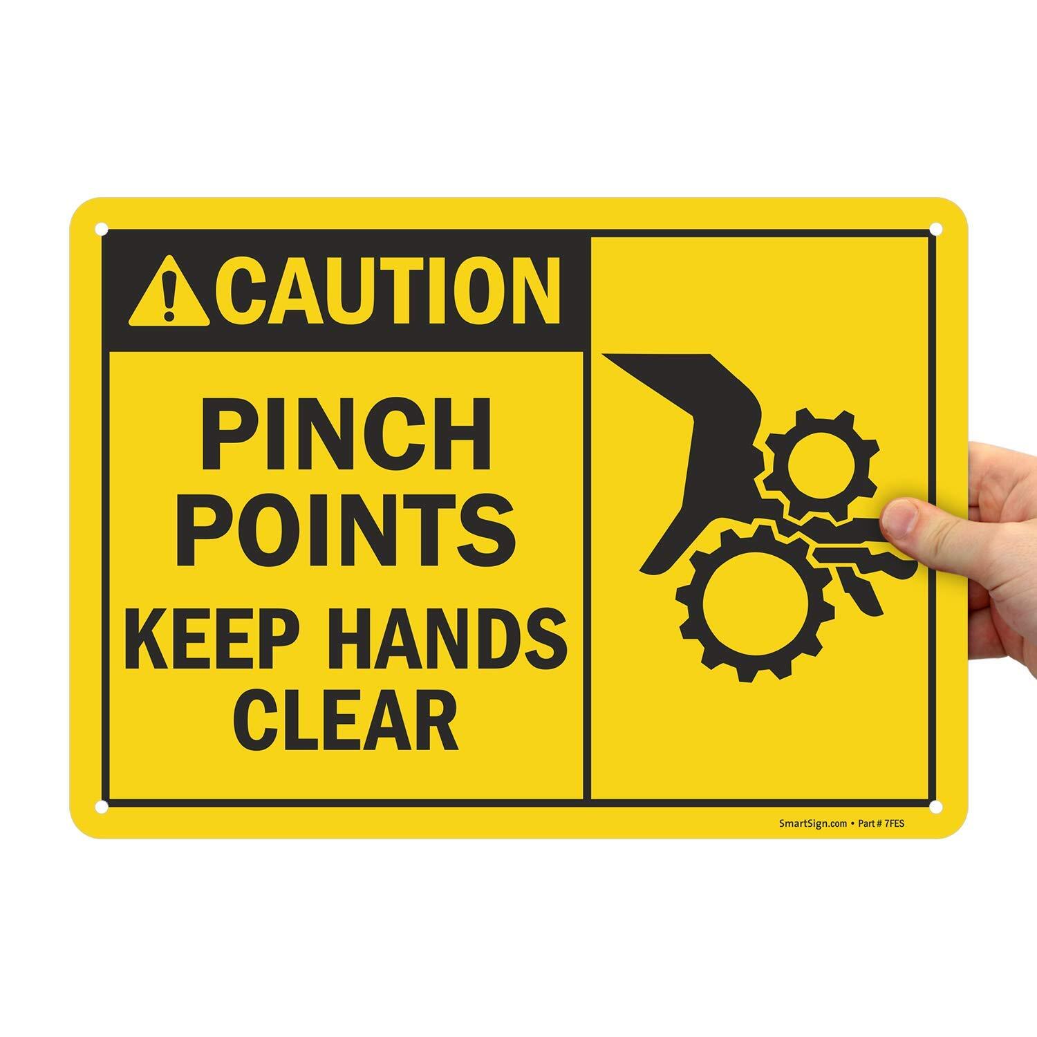« Caution – Pinch Points Keep Hands Clear » Sign | 10&Prime; x 14&Prime; Plastic