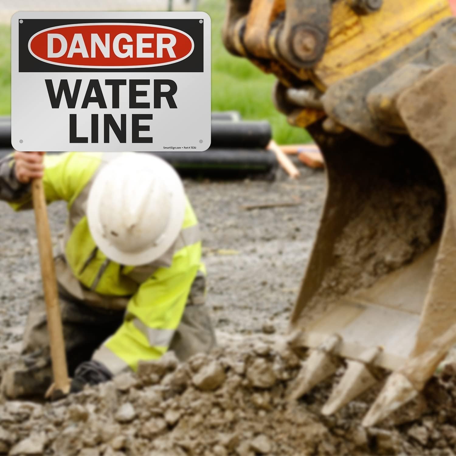Portrait Orientation 7&Prime; x 10&Prime; Water Line Sign, Heavy-Duty Aluminum Construction