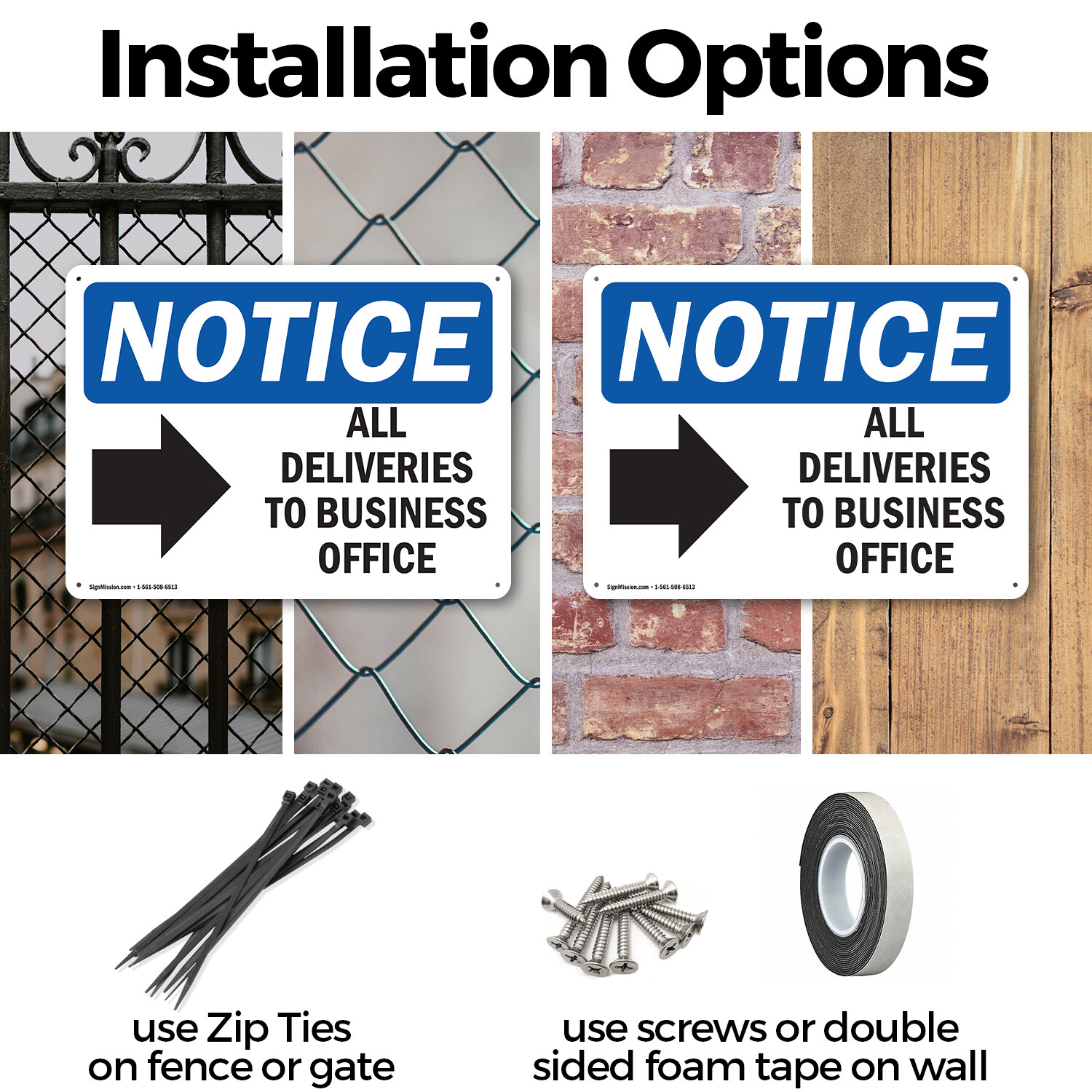 (2 Pack) All Deliveries To Business Office OSHA Notice Sign Decal Metal Plastic