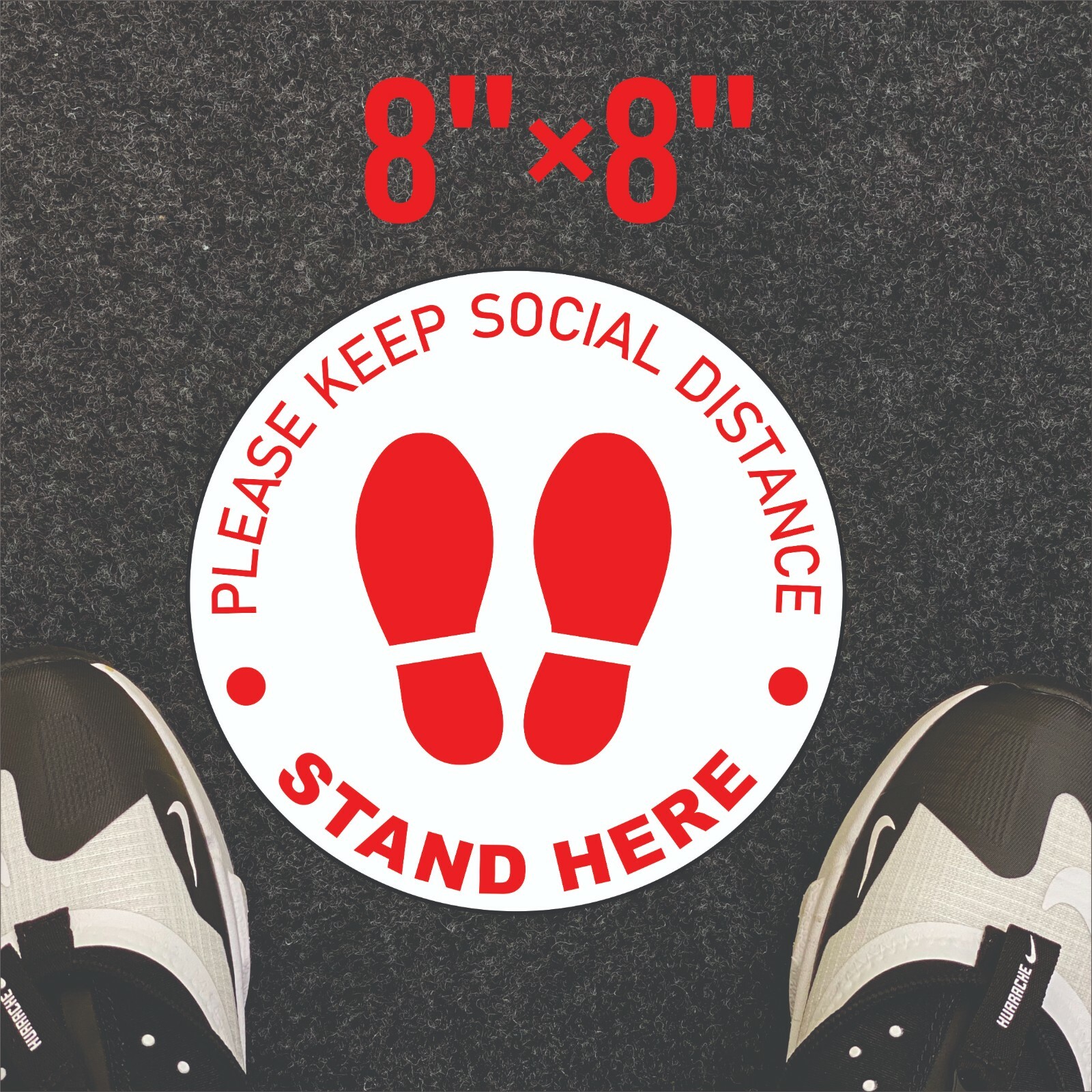 5 Pack Social Distancing Floor Stickers Signs Decal For Carpet