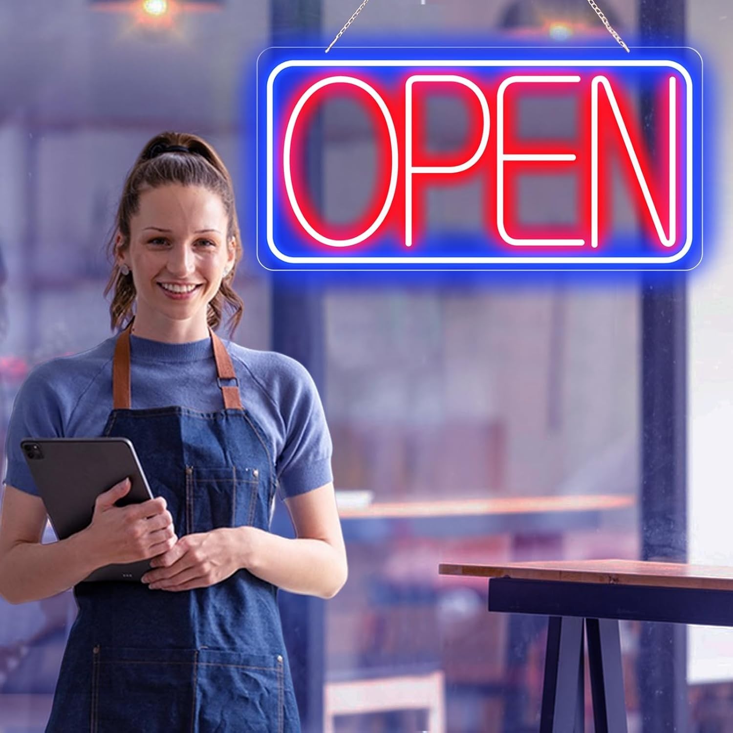 22&Prime; X 11&Prime; Led Neon Open Signs for Business Ultra Bright Plug In Electric Light