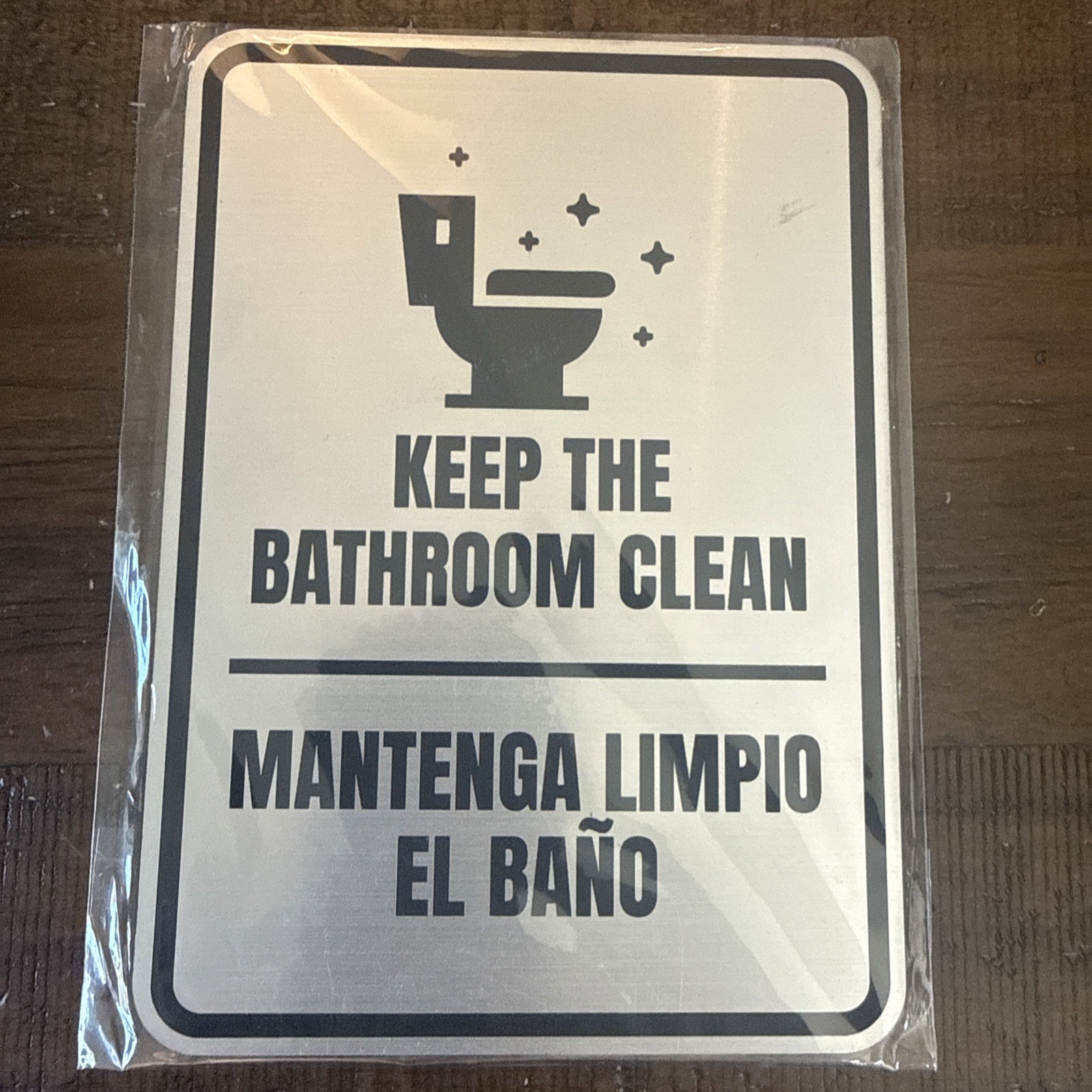 2 Pack Portrait Round Keep The Bathroom Clean Sign Spanish Bilingual 5&Prime; x 7&Prime;
