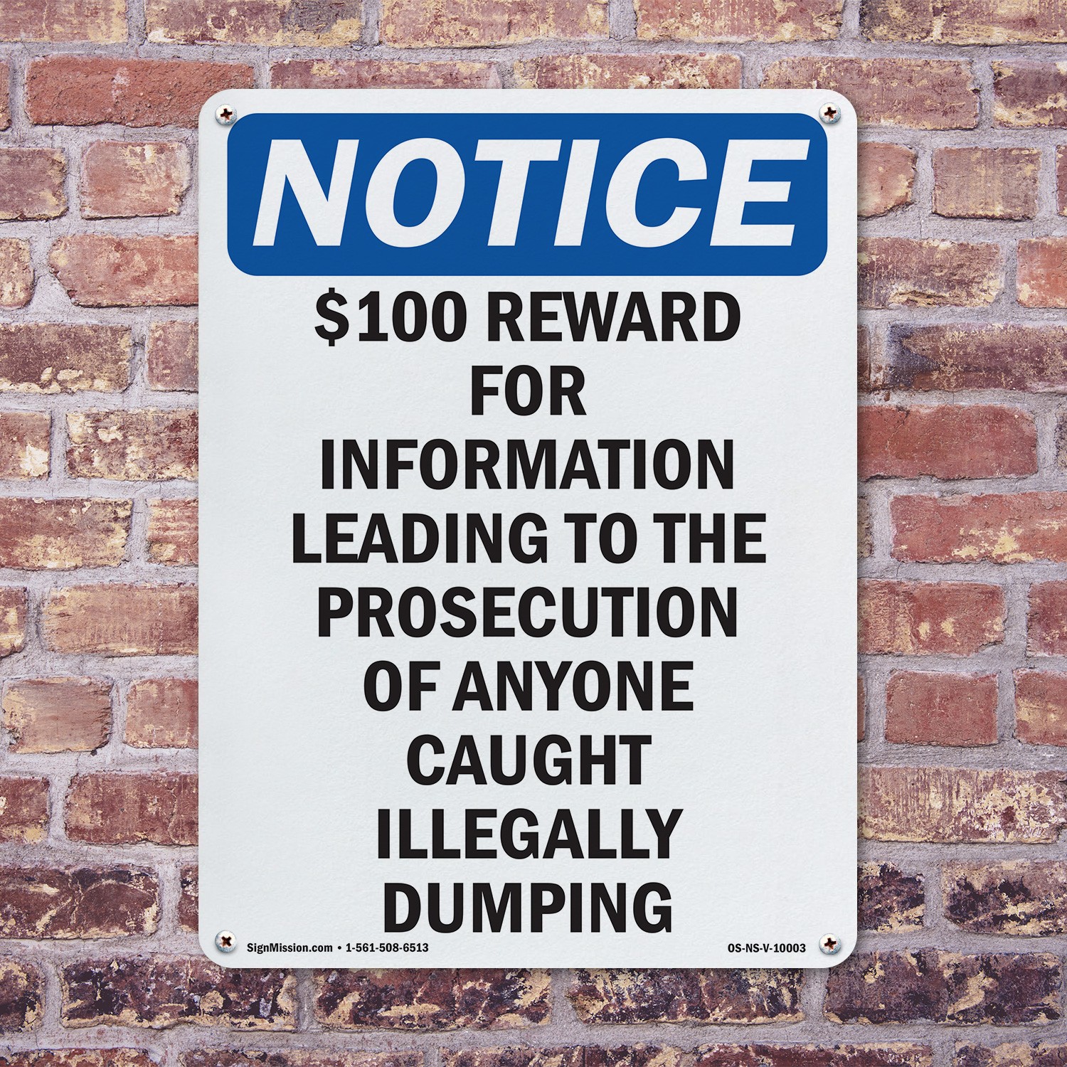 $100 Reward For Information Leading OSHA Notice Sign Or Decal – 5 or 10 Pack