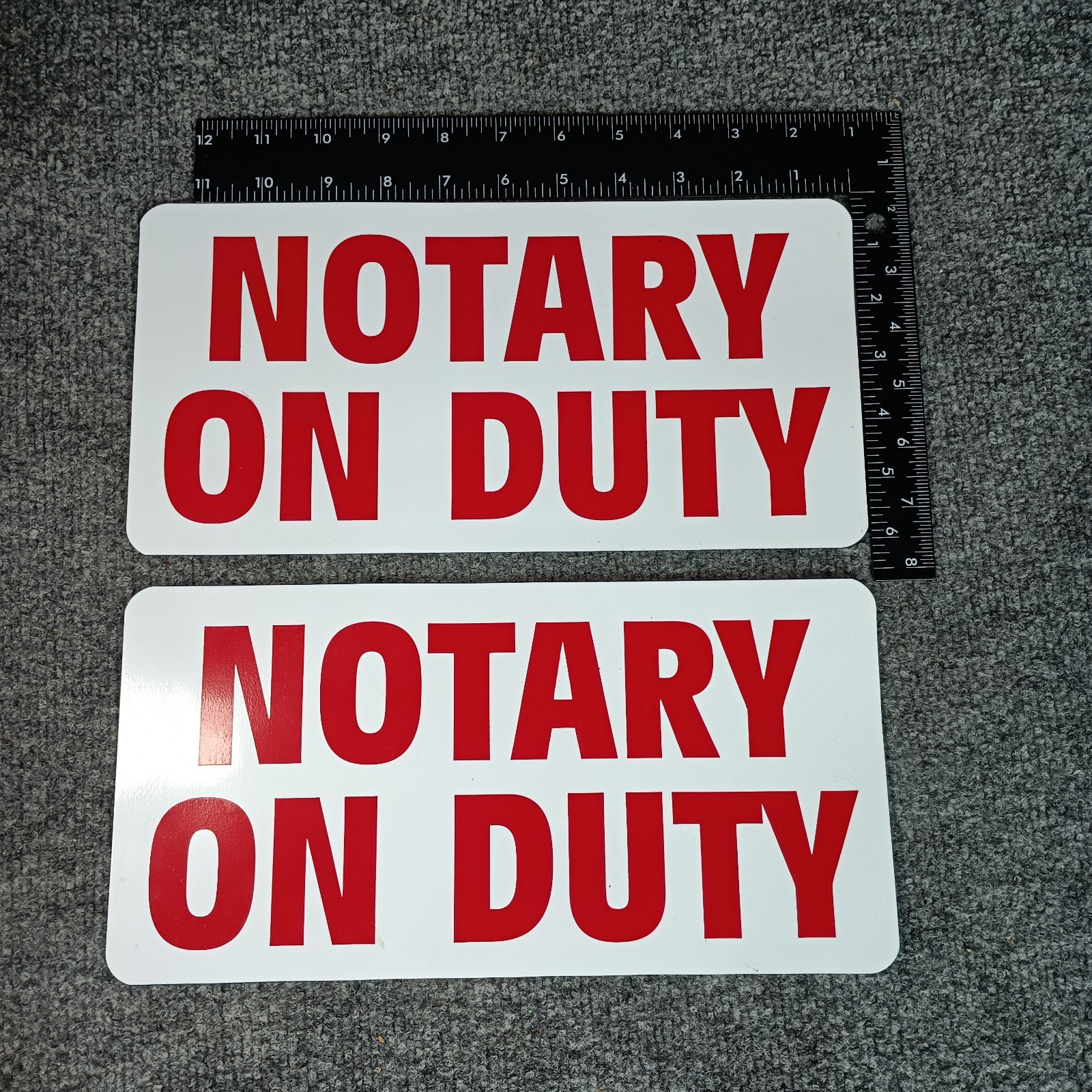 Notary On Duty Magnetic Car Door Signs Lot 2 6×12 Red White