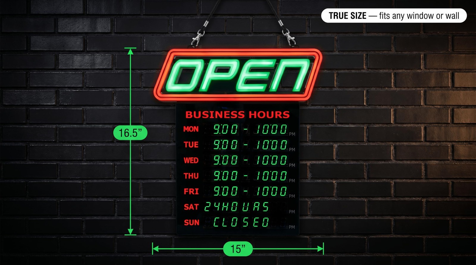 GLI Led Open Sign with Business Hours – Stand Out with 1000’s Color Combos to Ma