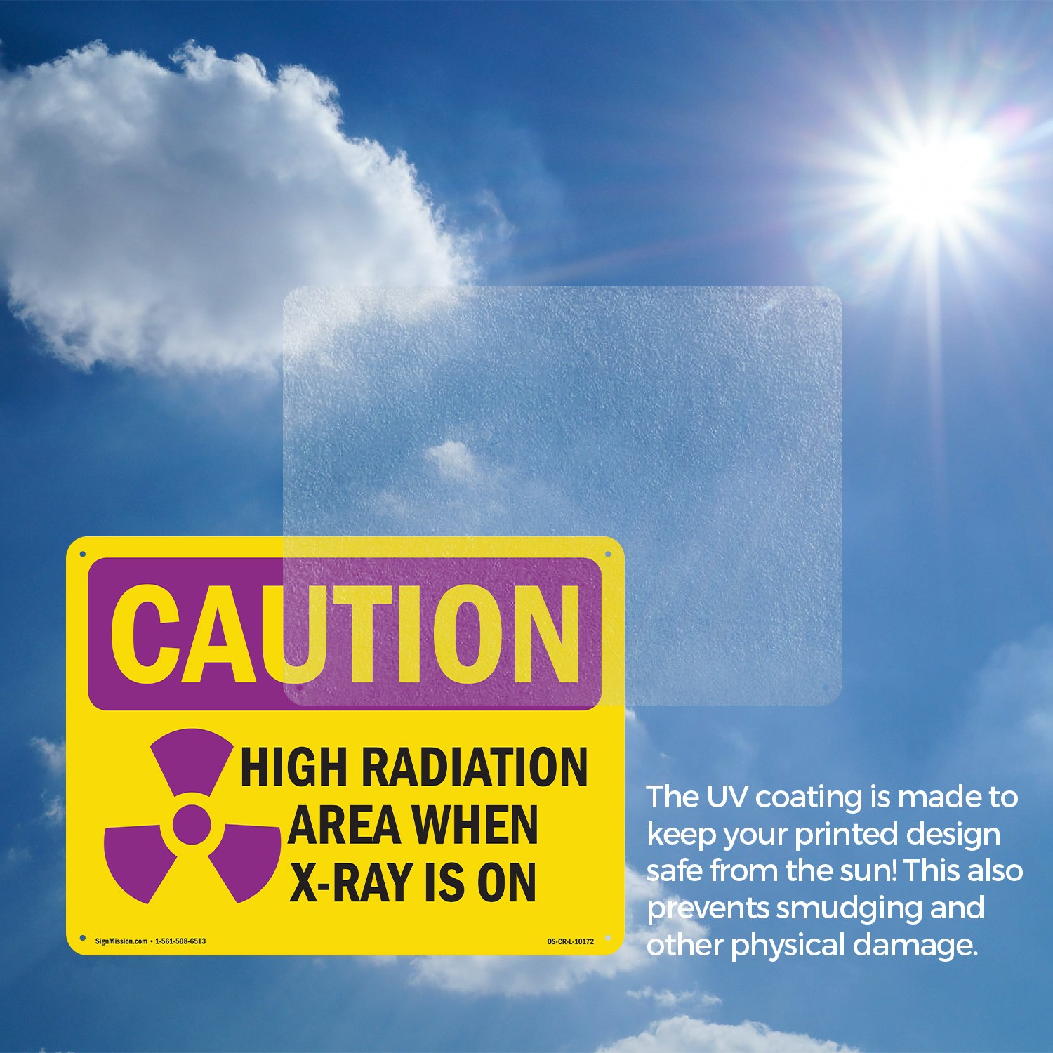 High Radiation Area X OSHA Caution Radiation Sign Metal, Decal – 5 or 10 Pack