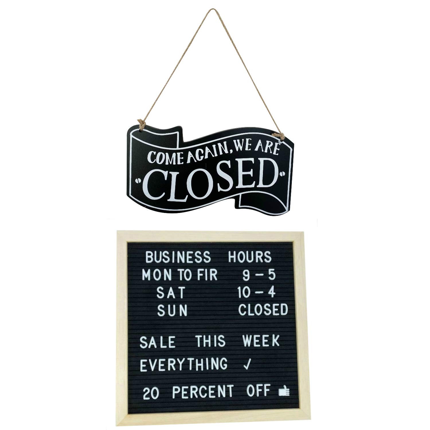 Business Sign Kits Wooden Double Sided Open and Closed and Changeable Letter Boa