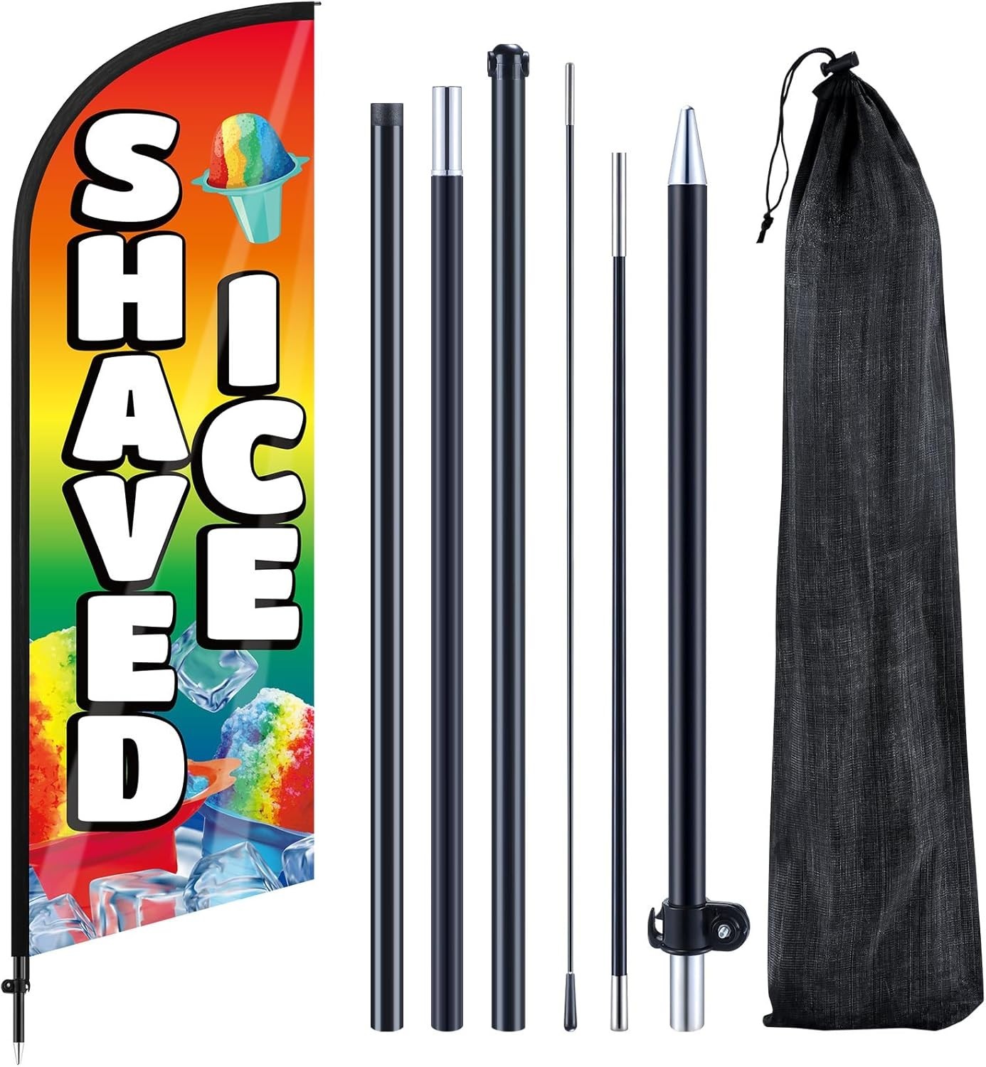 Shaved Ice Feather Flag 7 ft with Pole – Perfect for Outdoor Business Promotions