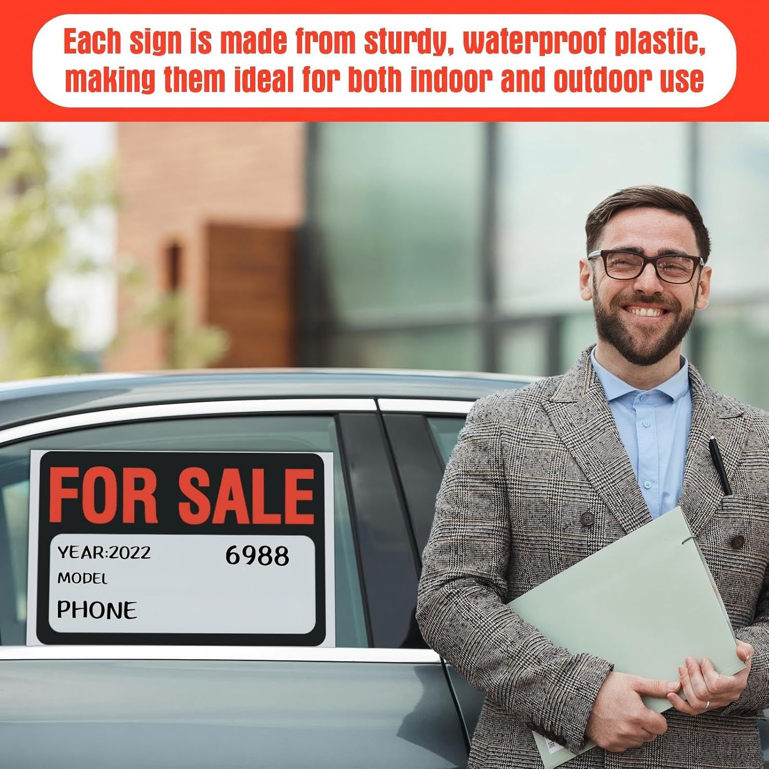 25 Pcs for Sale Signs for Car 9 X 12 Inches Auto Sales Signs Vehicle