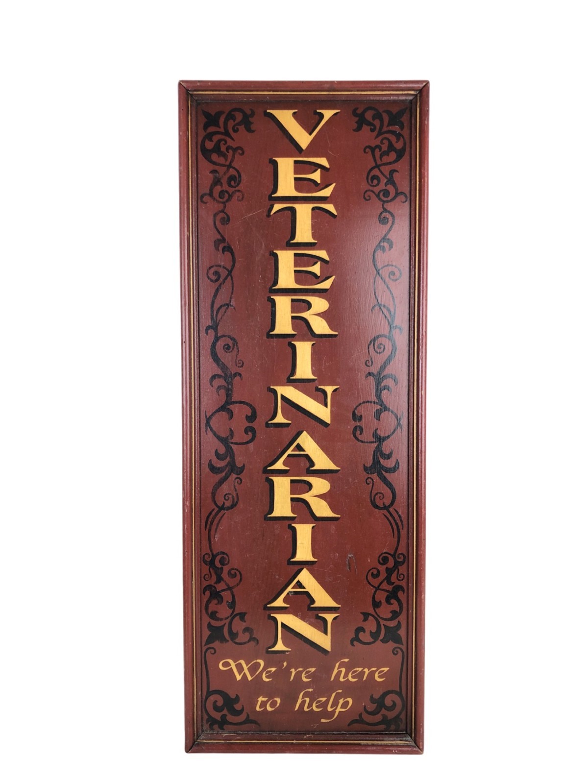 Vertical Wooden Business Sign Veterinarian We&rsquo;re Here To Help 30 x 11&Prime;