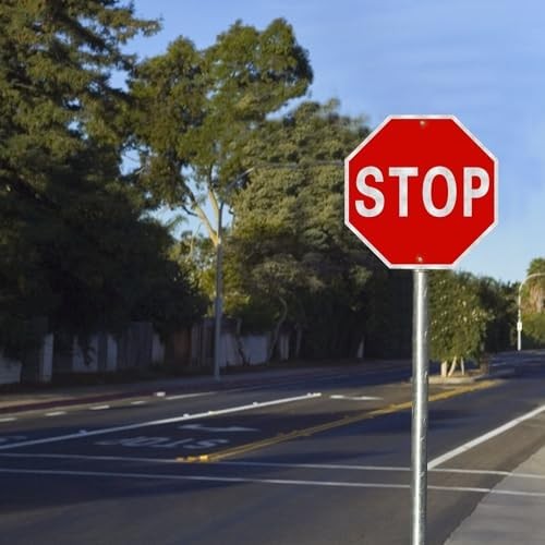 Stop sign, 12 x 12 inch octagonal high strength aluminum reflective panel, water