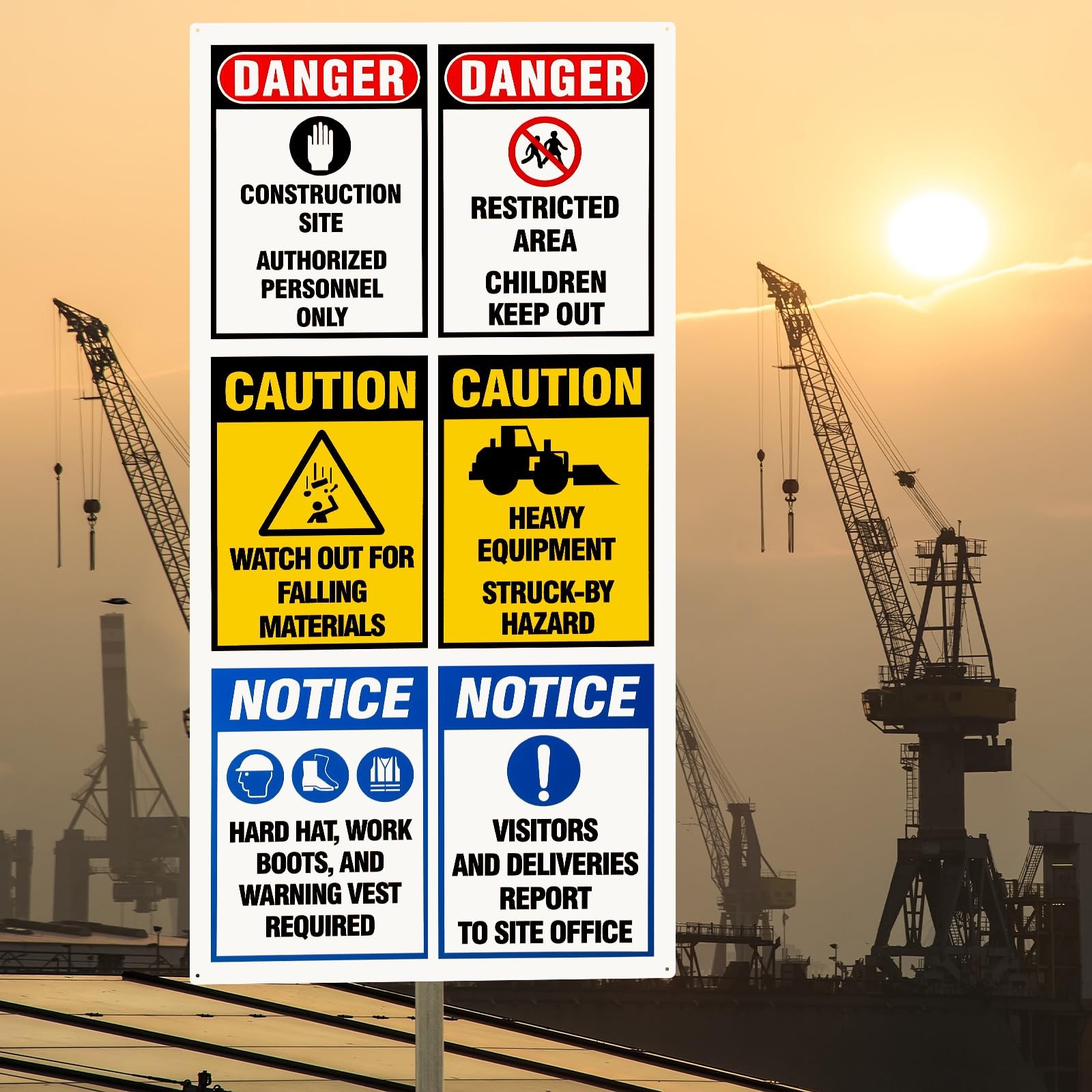 2 Pcs 22.5&Prime; x 46&Prime; Site Board Construction Sign Metal Site Construction Safety…