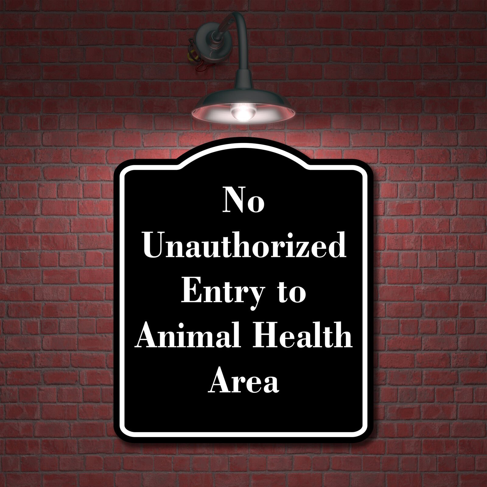 No Unauthorized Entry to Animal Health Area BLACK Aluminum Composite Sign