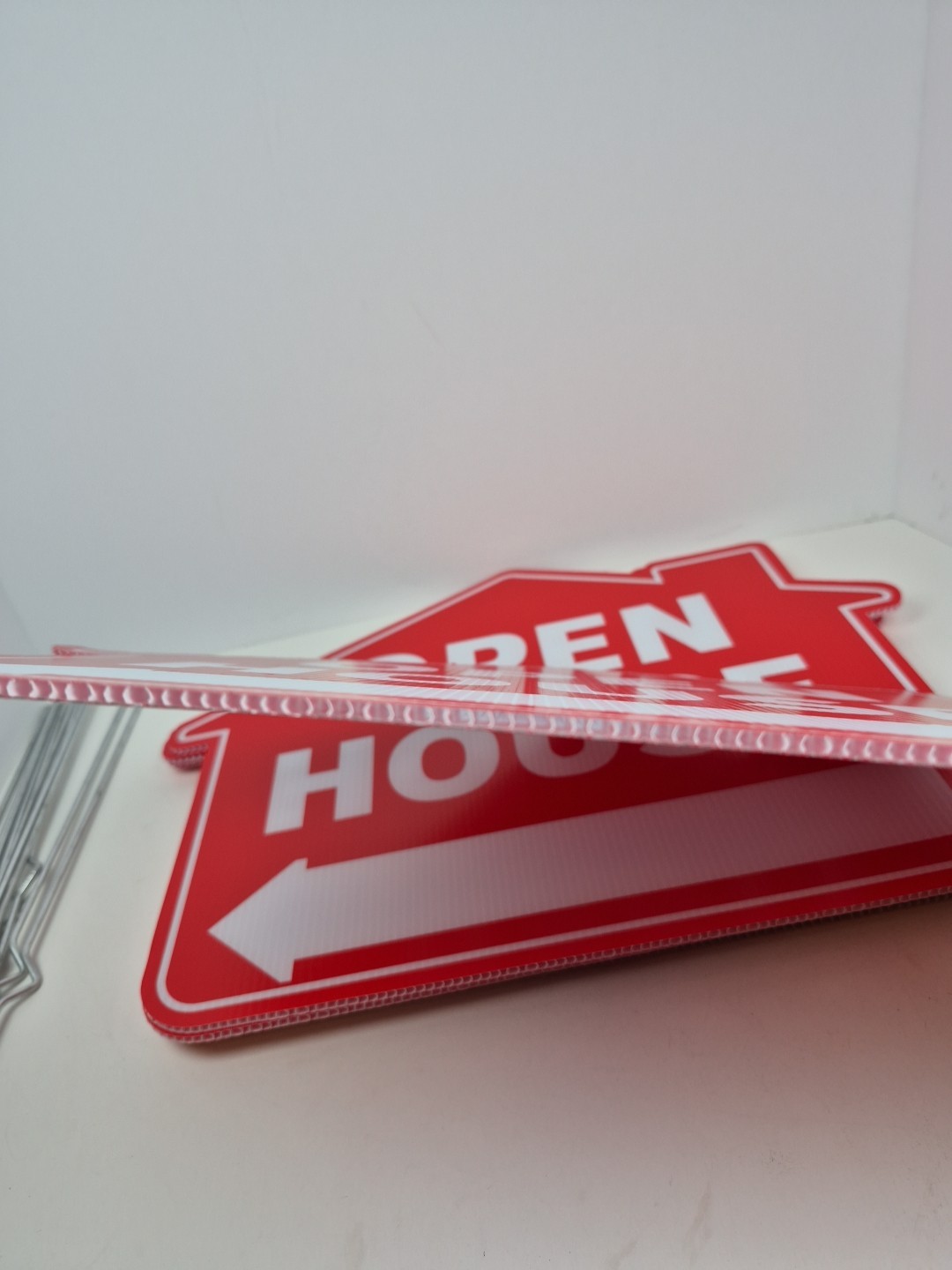 Open House Signs 6 Pack 16&Prime; x 12&Prime; Double-Sided Yard Signs With Metal Stakes New