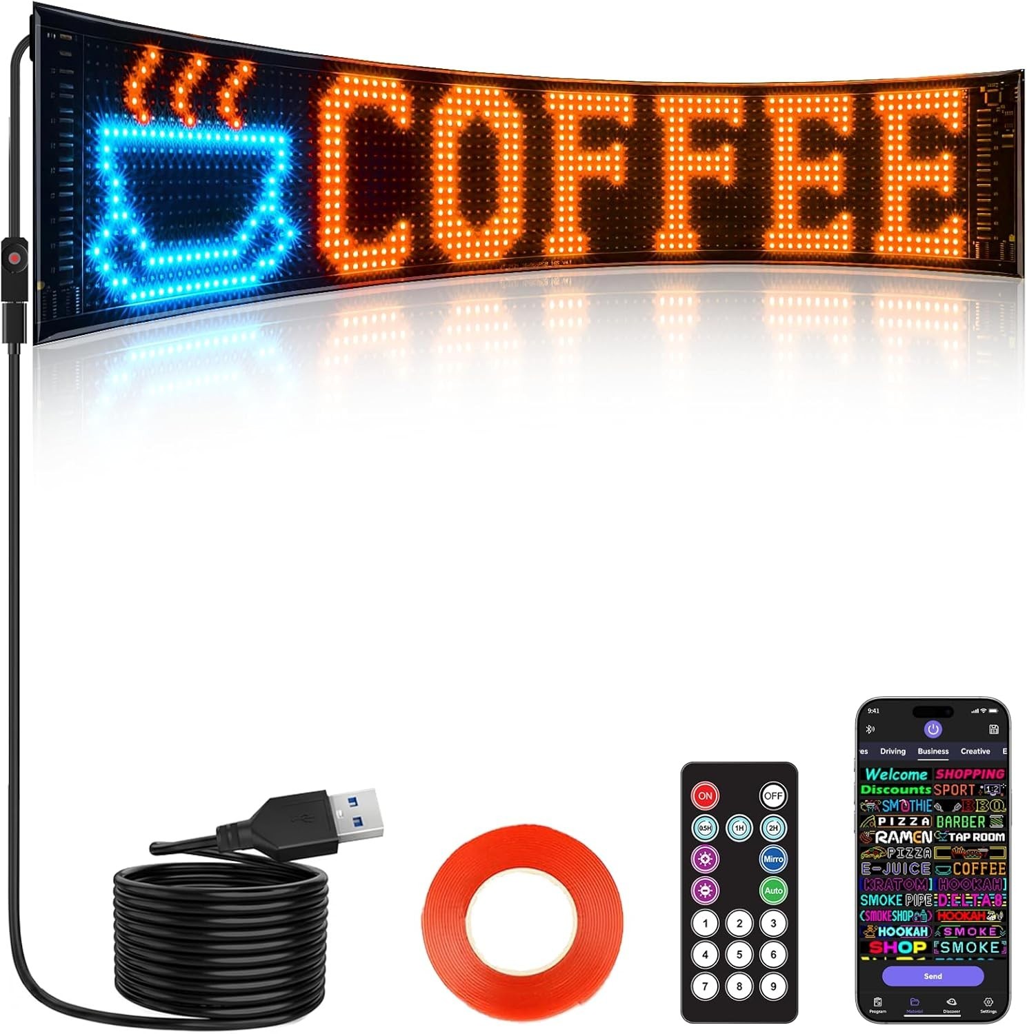 Bright Multiple Programmable LED Sign, 23 »x5 » Full Color Scrolling LED Sign…