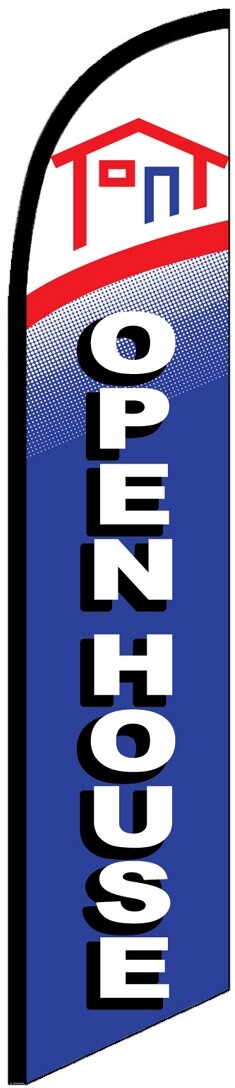 OPEN HOUSE WINDLESS FEATHER FLAG Swooper Flutter Banner Tall Advertising Sign