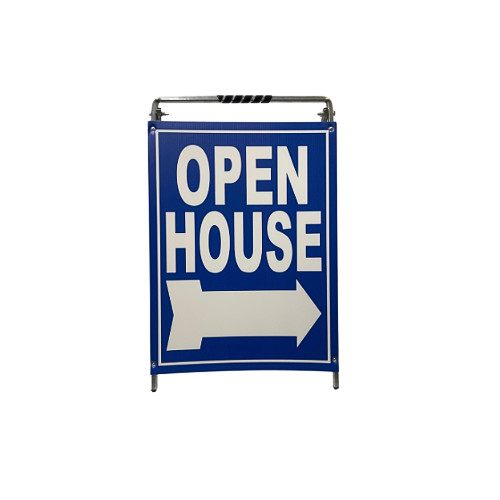 Real Estate Open House Sign Kit Metal A-Frame 5 Pack Blue Mod-Mini