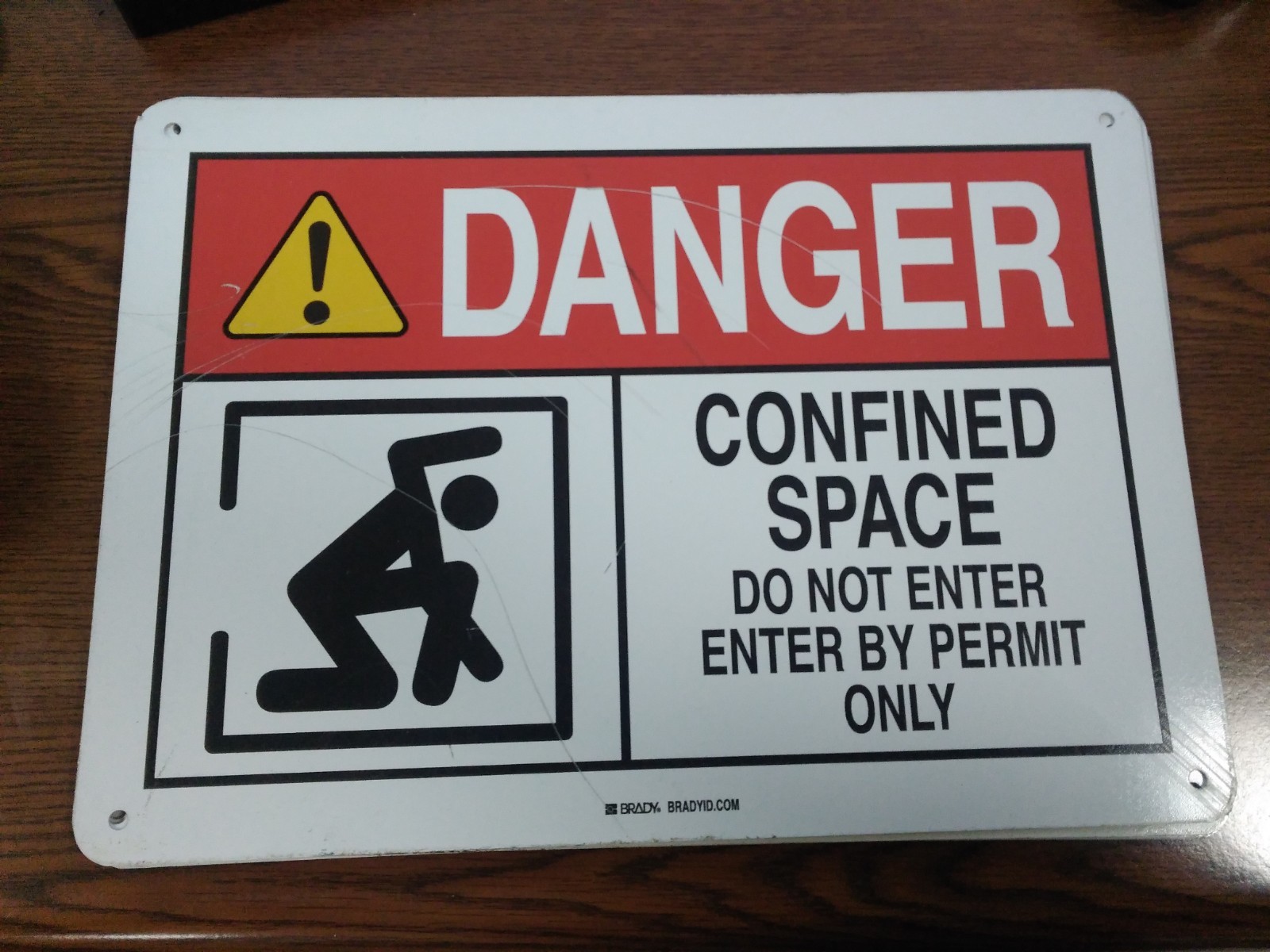 SIGN BRADY DANGER CONFINED SPACE Do Not Enter ENTER BY PERMIT ONLY 10 X 14&Prime;