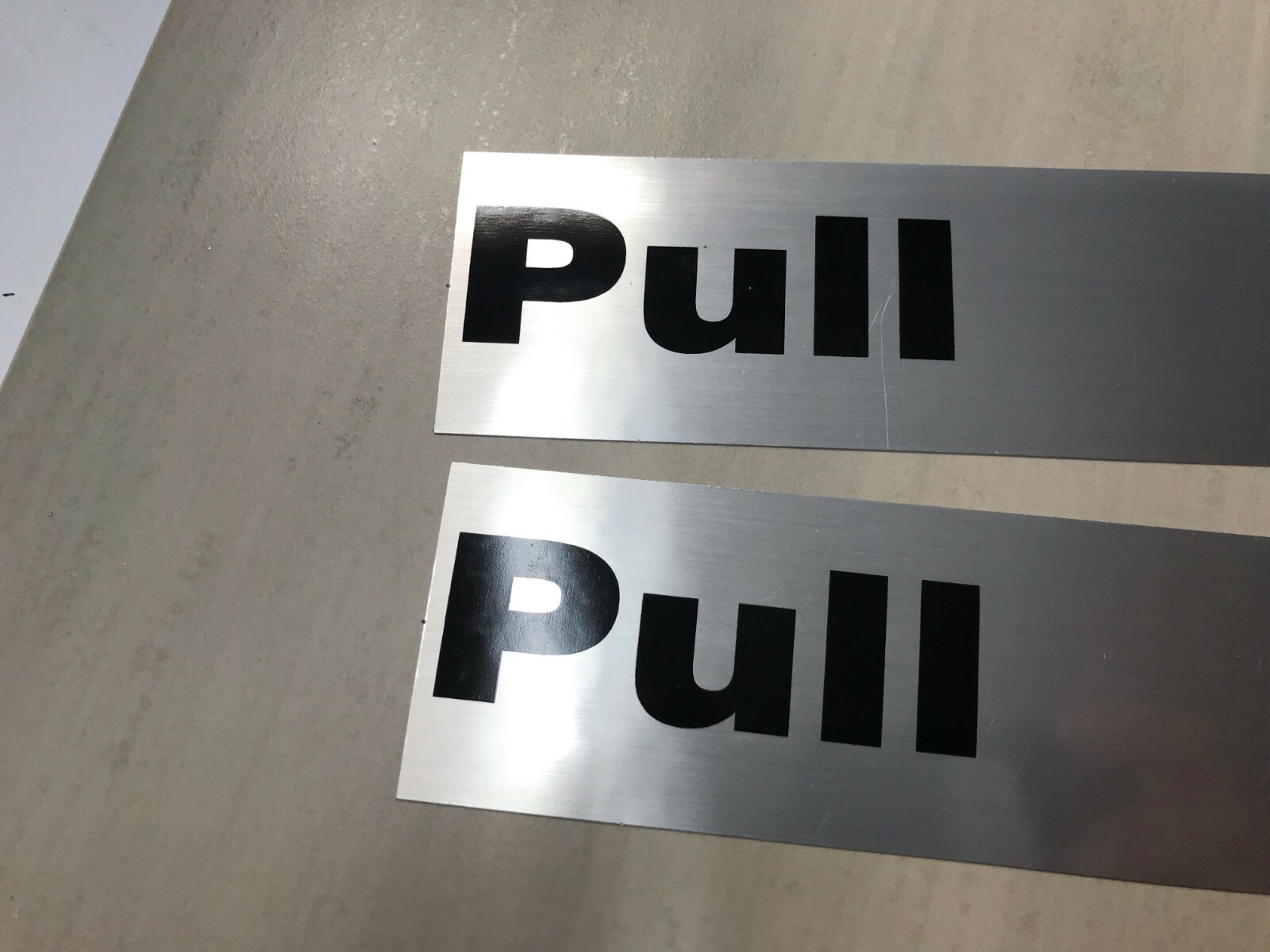 Pull Sign, Black & Blue, Mylar 2×8 Self-Adhesive SET OF 2