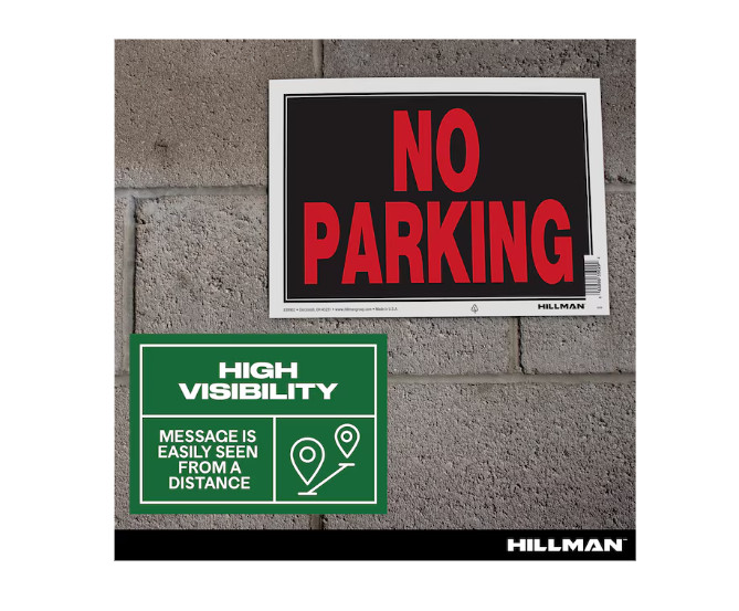Hillman No Parking 8-in x 12-in Plastic Prohibited Sign
