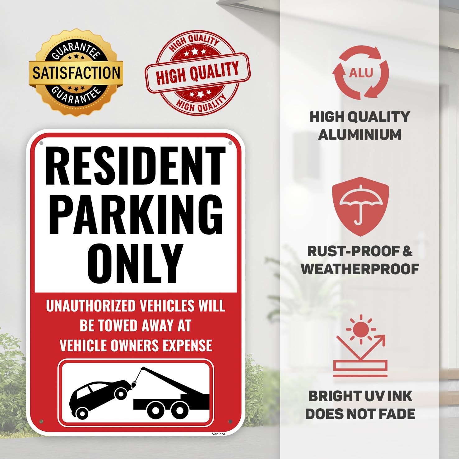 Resident Private Tenant Parking Only Rust Free Aluminum Sign 14×10 Inch 1 PC
