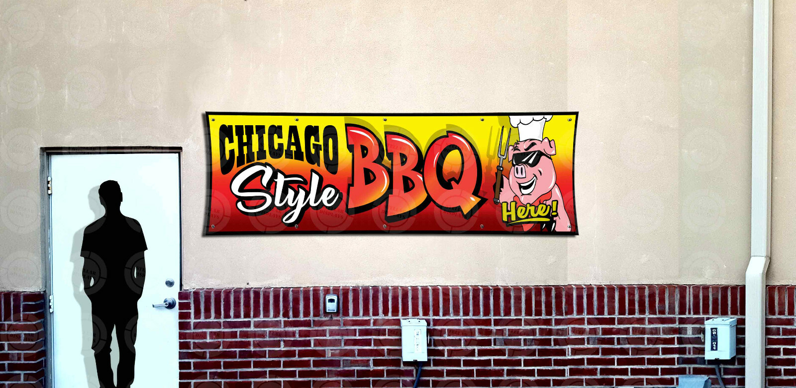 CHICAGO STYLE BBQ Banner Open Sign Display Restaurant Tailgate Festival Cookout