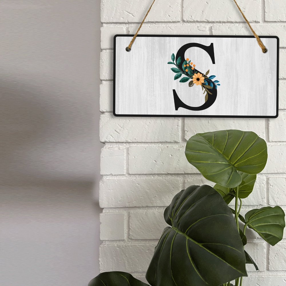 S Flower Decor 5×10 Hanging Wall or Door Sign | Alphabet Letter Room Decoration