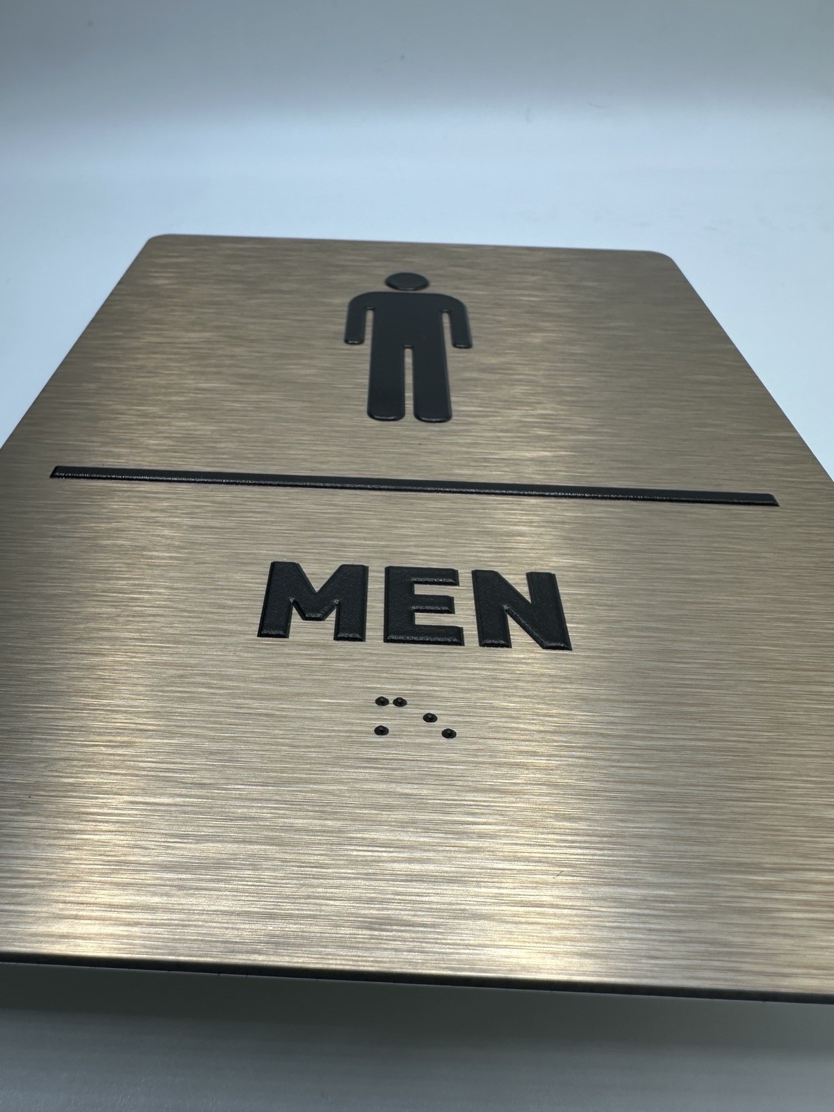 ADA Men’s Restroom Sign Braille Tactile 6×9 Brushed Bronze Aluminum