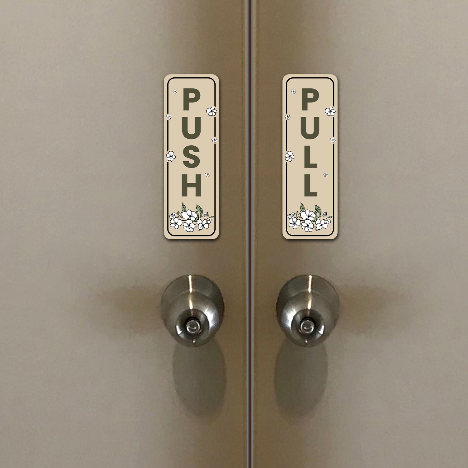 Signs ByLITA Vertical Push and Pull Door Signs (White Daisy Floral Design)