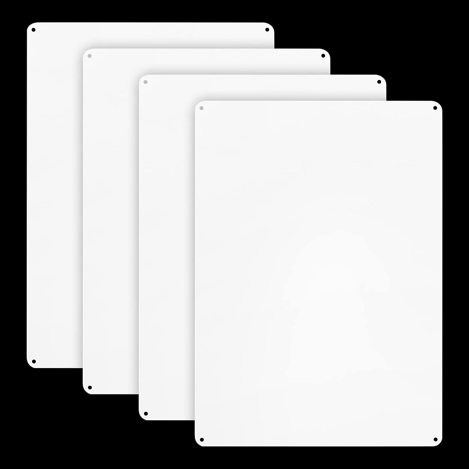 4-Pack White Blank Sign, 10&Prime;X 7&Prime; Plastic