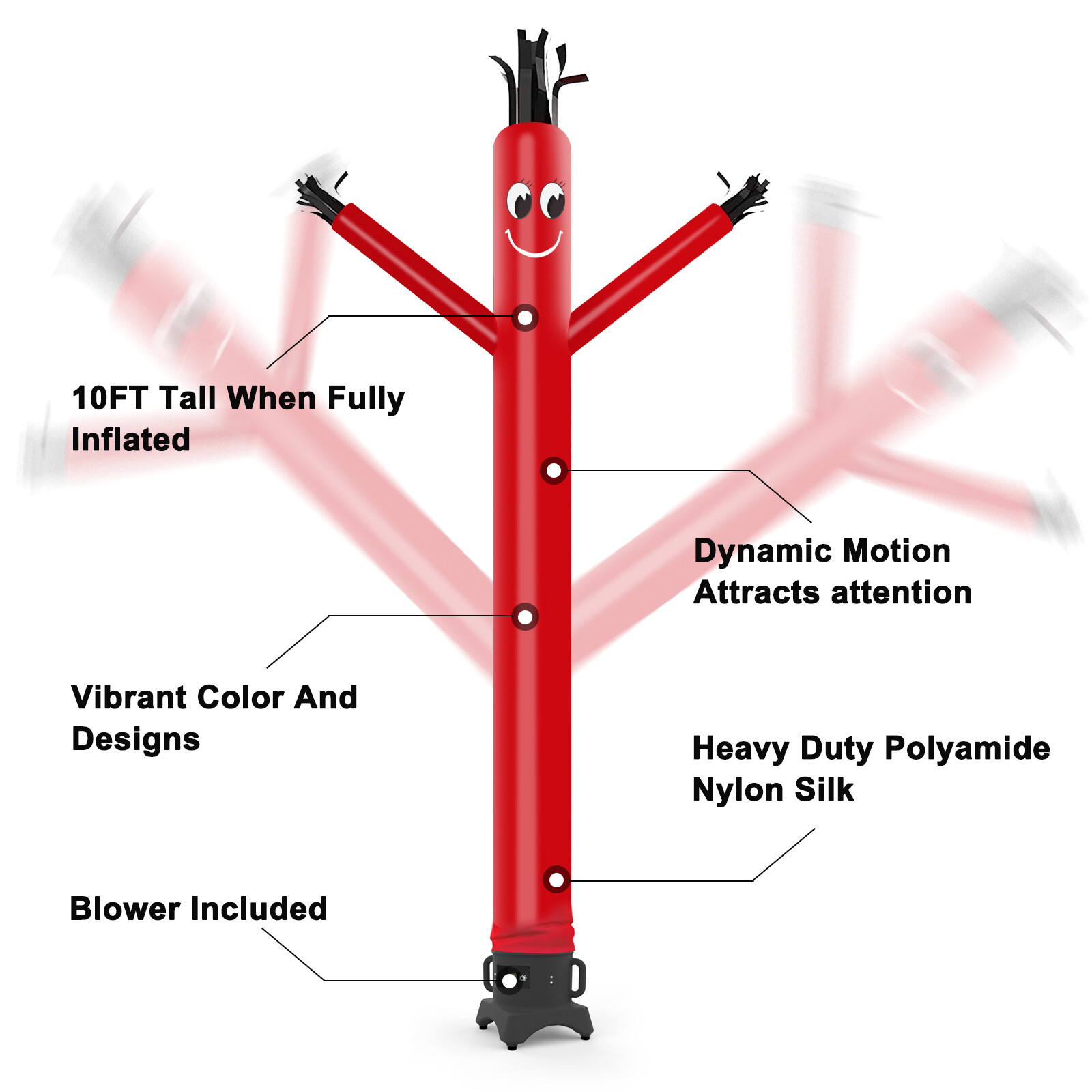 MOUNTO 10FT Inflatable Puppet Dancer with 1/2hp 12inch Blower Complete Set