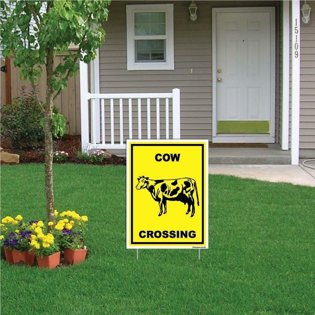 Cow Crossing Sign or Sticker – Multiple Size & Material Options!