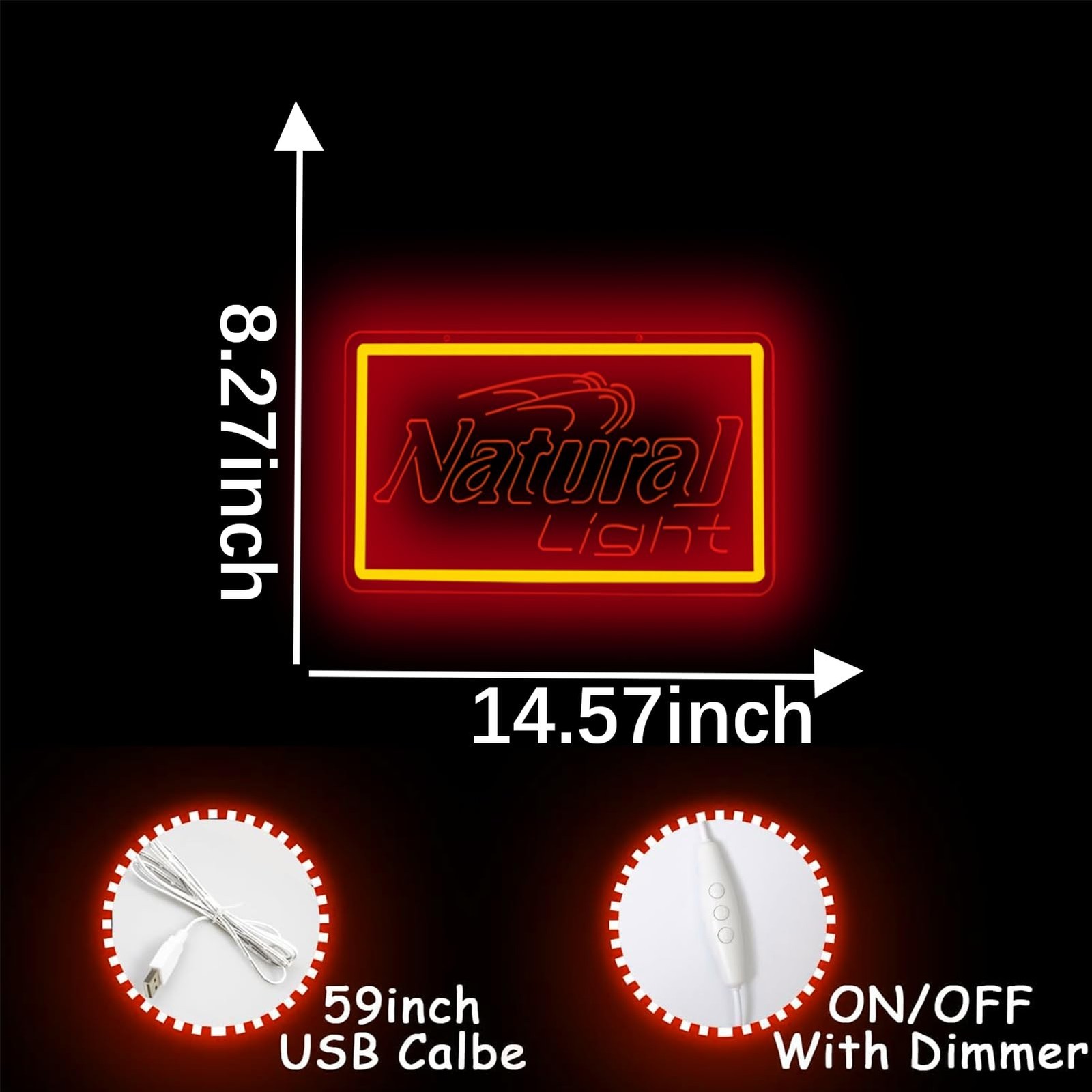 Natural Neon Beer Signs for Wall Decor, Dimmable Neon Light for Business, USB…