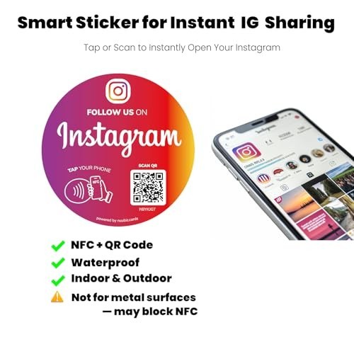 NFC QR Code Stickers for Social Media – 3 Pack, Waterproof, Tap to Follow, No Fe