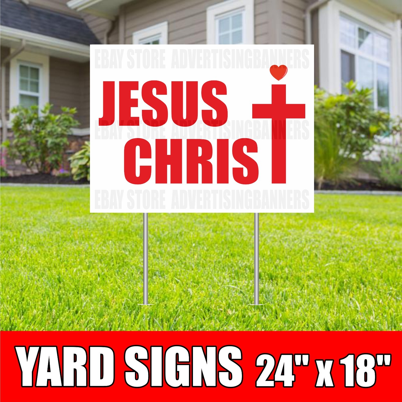 JESUS CHRIST Yard Sign with H-Stakes Lawn Sign Got church christian religion