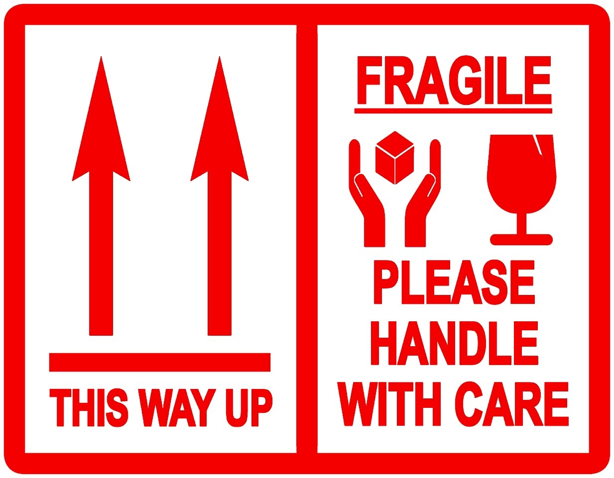 This Way Up / Fragile Packing Stickers / Labels 103 x 80mm Various Size Packs