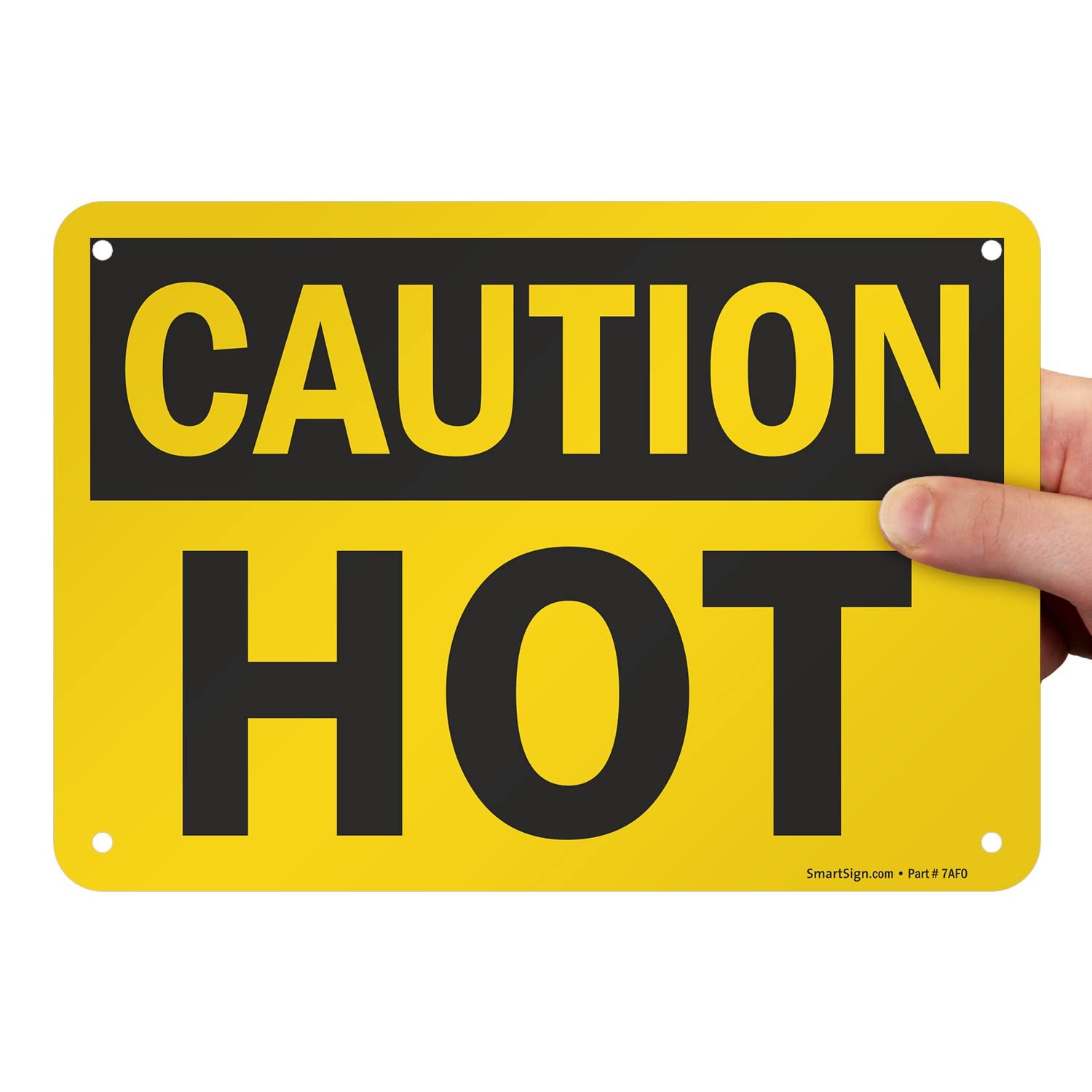 Caution Hot Sign 7×10 Inch Aluminum Black On Yellow Safety Warning Decor