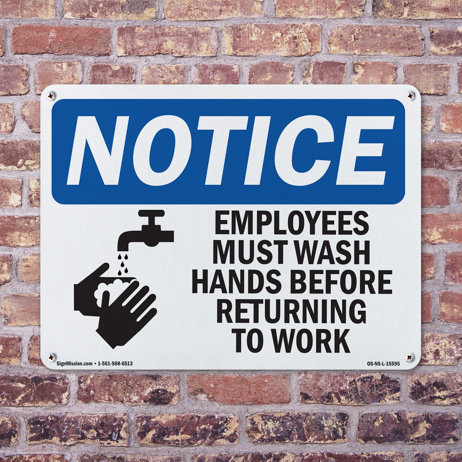 Employees Must Wash Hands Before Work OSHA Notice Sign Or Decal – 5 or 10 Pack