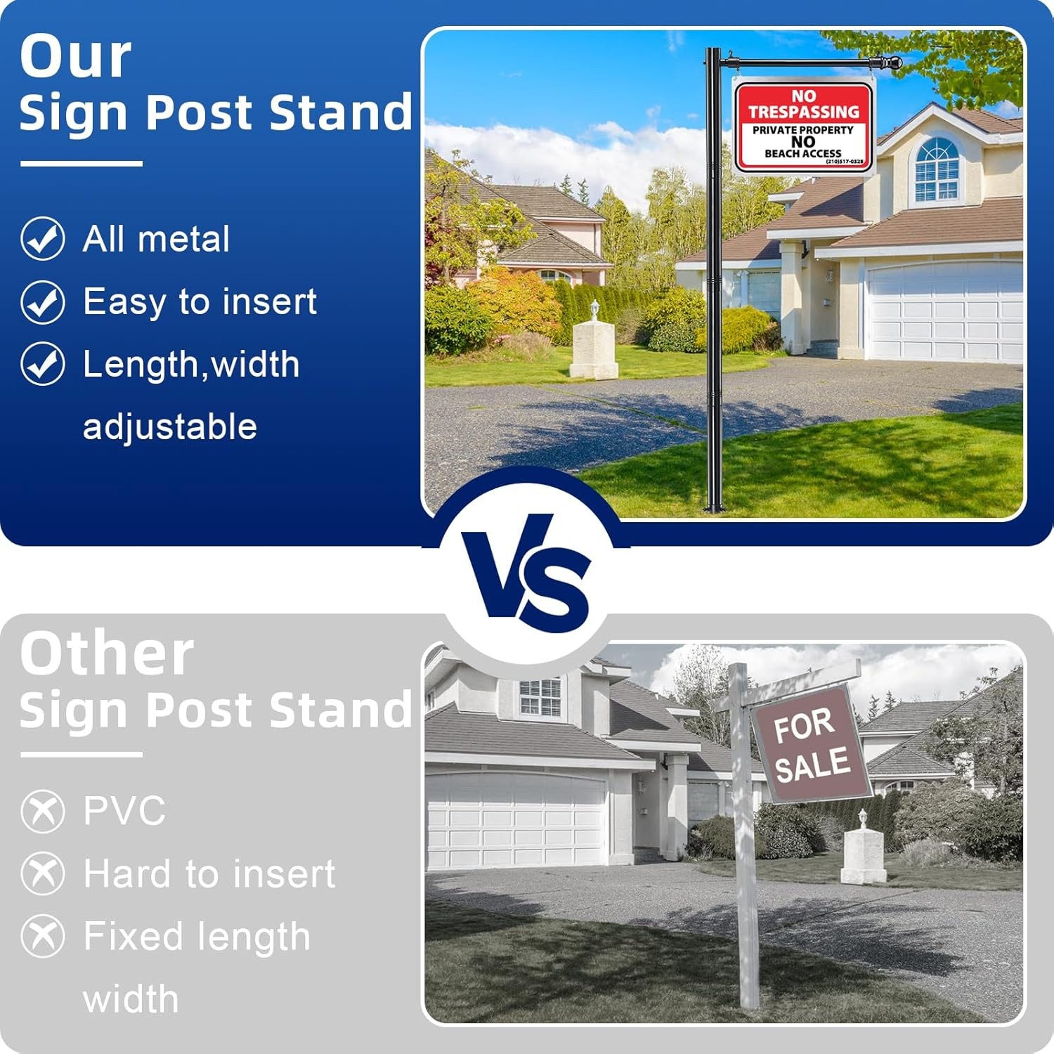Estate Sign Posts, 7FT Tall Metal Real Estate Sign Posts for Sale Yard Signs up