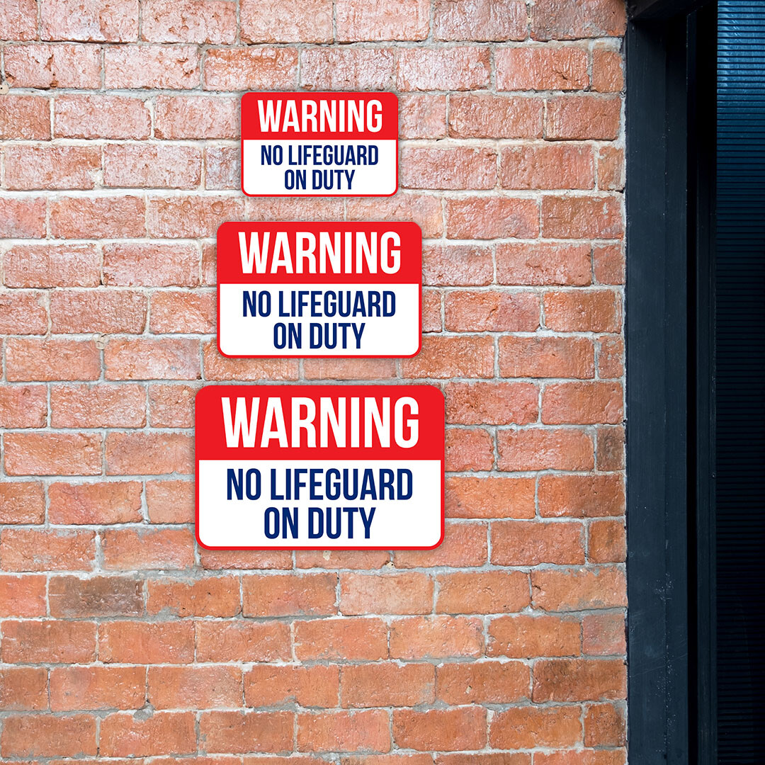 Classic Framed Plus Warning No Lifeguard On Duty Wall or Door Sign