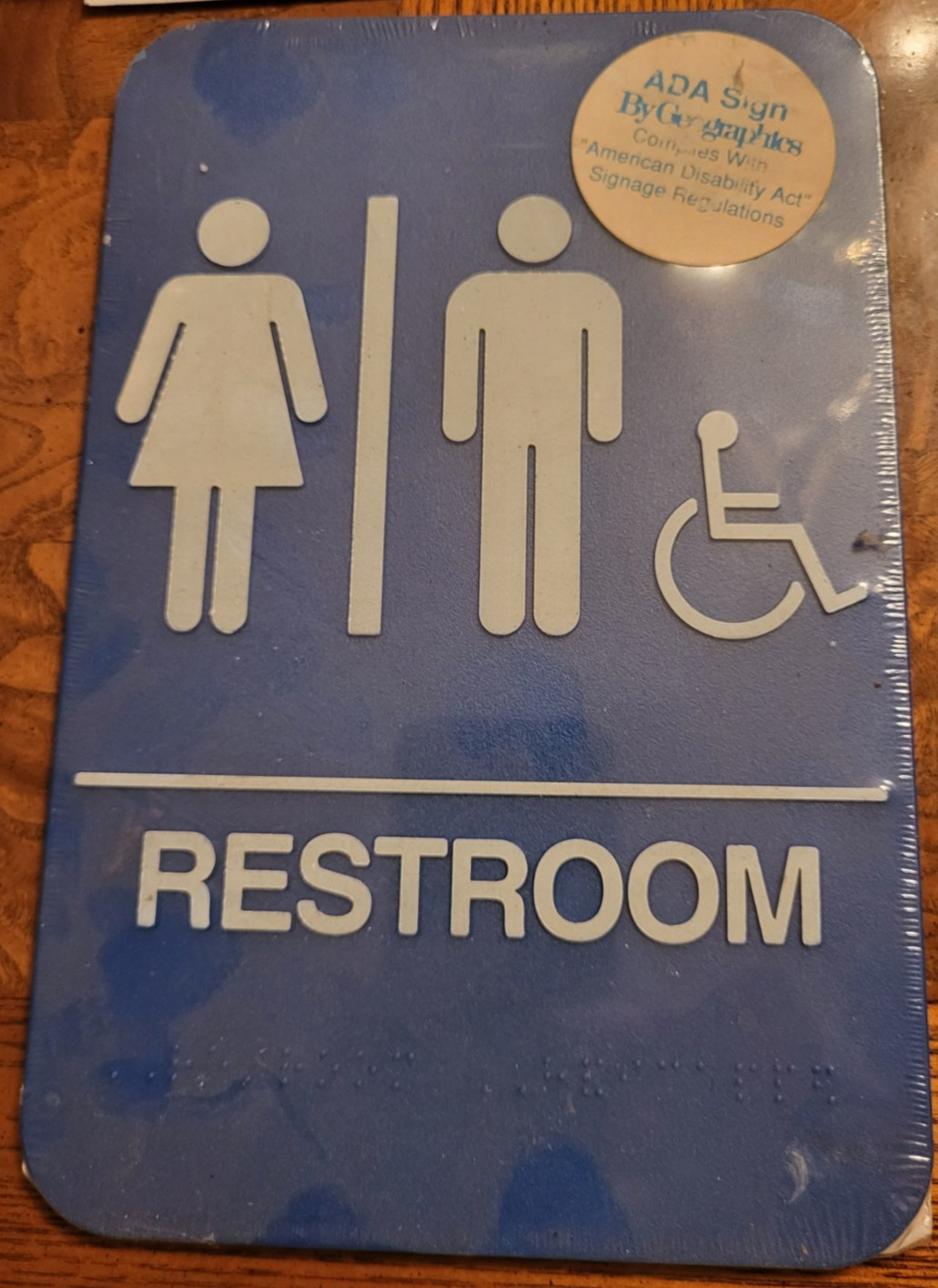 ADA Handicap Accessible Women & Men Restroom Sign With Braille, Size 9&Prime; x 6&Prime;